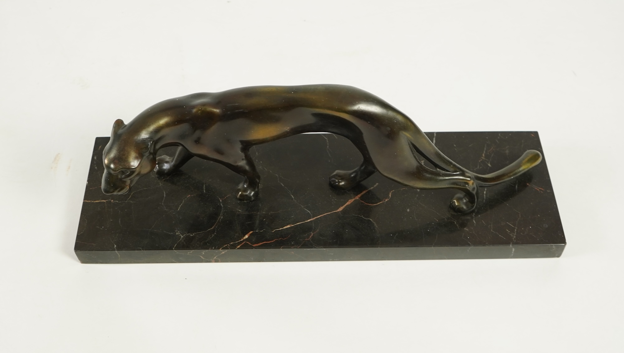 Attributed to Marti Font (French, 20th century), an Art Deco bronze of a stylised panther
